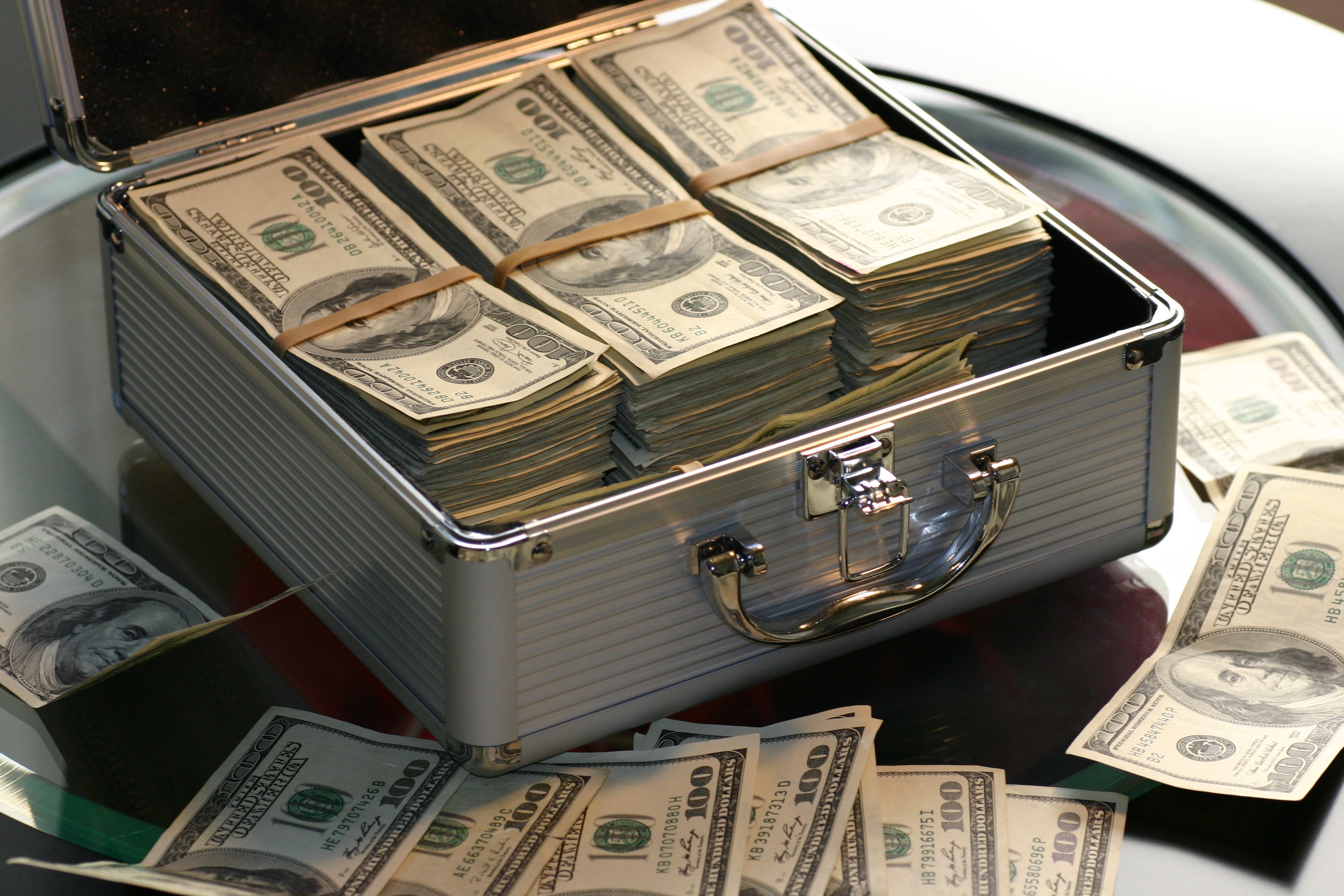 cash in a steel briefcase