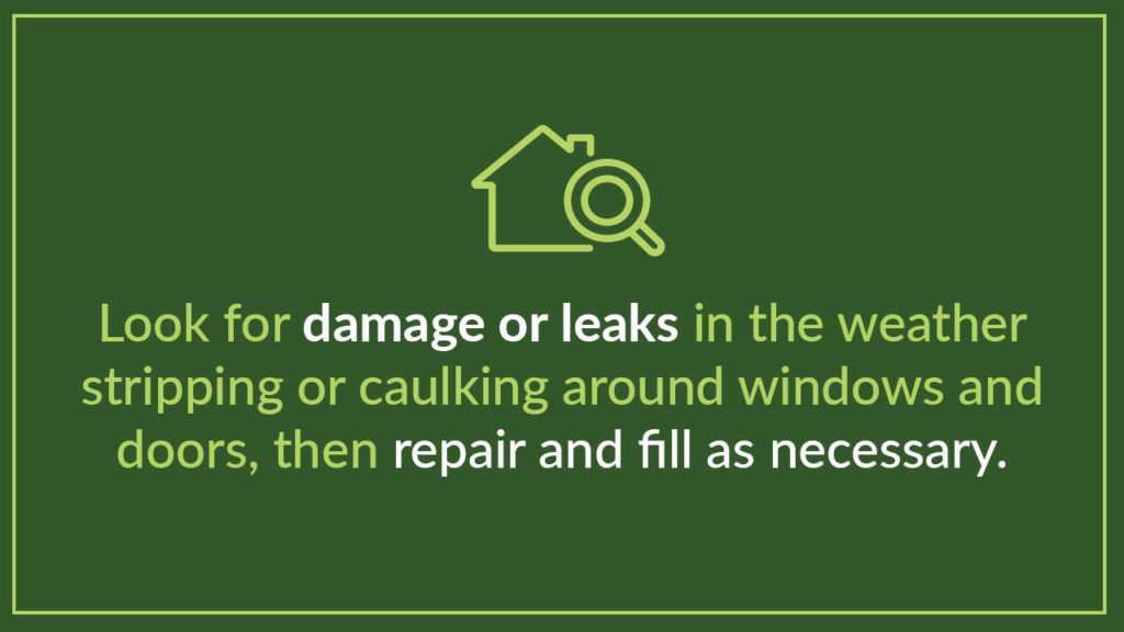 look for damage or leaks in windows during the fall weather
