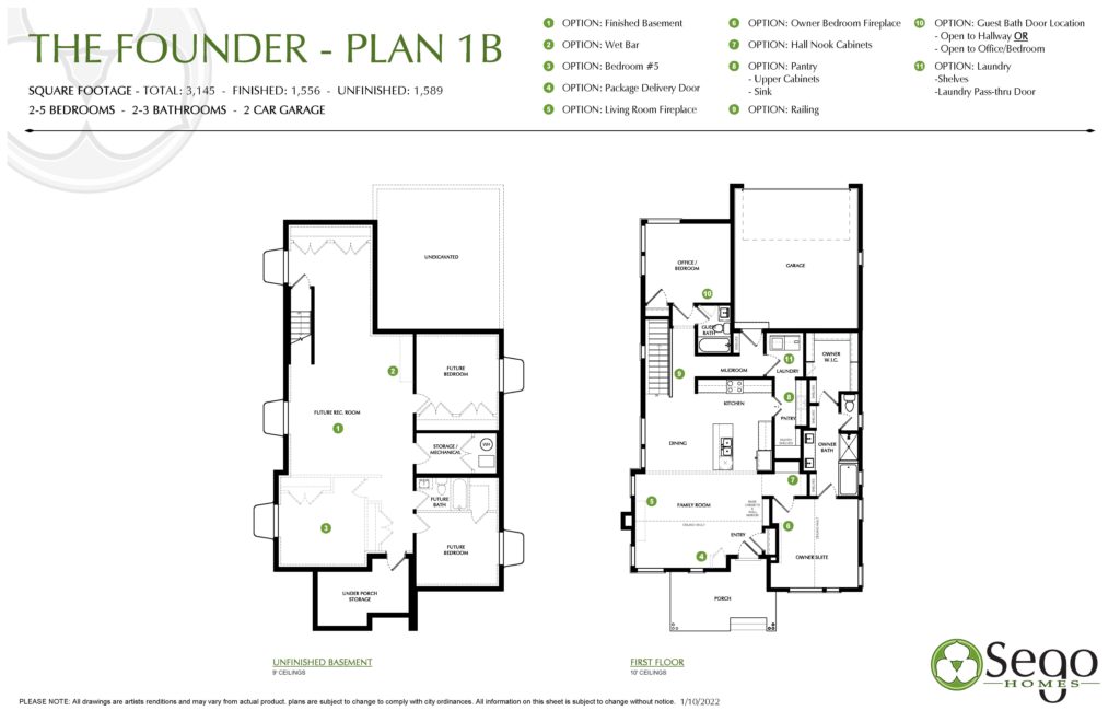Floorplan handout of The Founder 1B Floorplan in the Contempo Collection at Cascade Village in Daybreak South Jordan