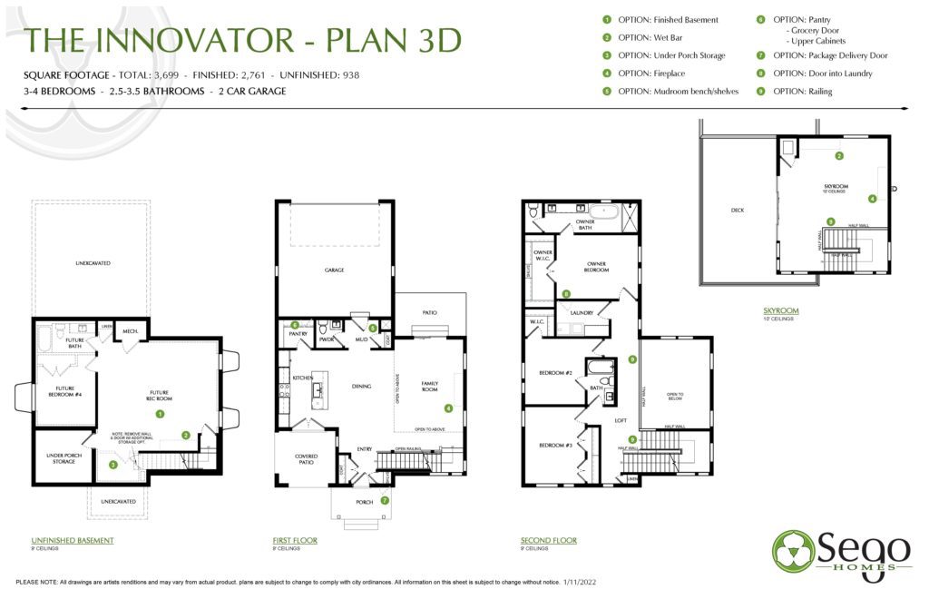 Floorplan handout of The Innovator 3D Floorplan in the Contempo Collection at Cascade Village in Daybreak South Jordan