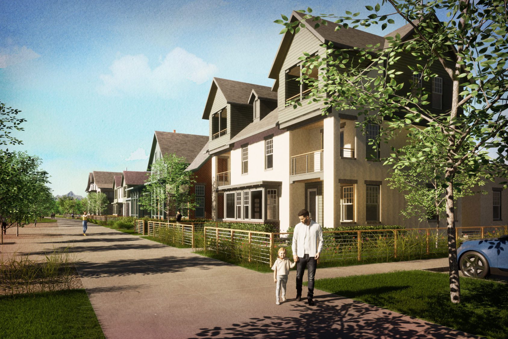 Rendered elevation of Paired Villas community