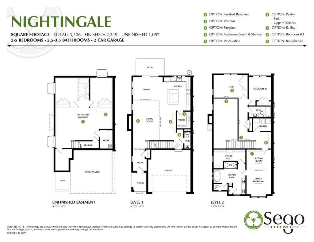 Floorplan handout of The Nightingale Floorplan at Songbird Cove